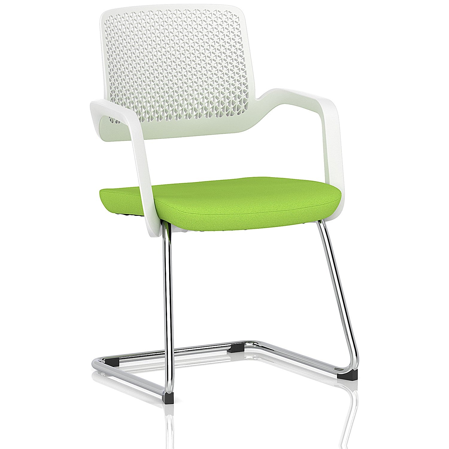 Cosmo Cantilever Chair White Frame Bespoke Colour Seat Myrrh Green Easy2Order : KCUP4628