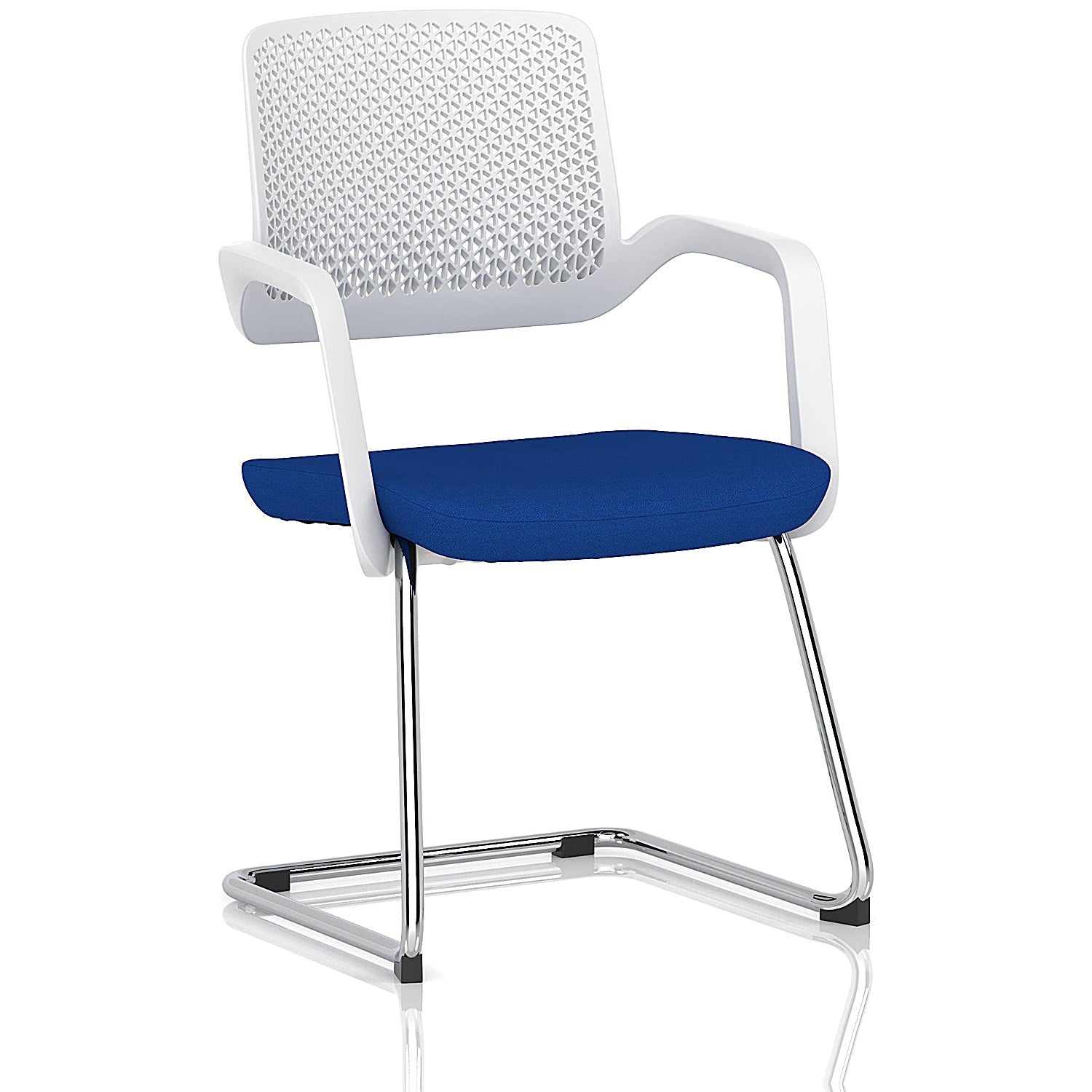 Cosmo Cantilever Chair White Frame Bespoke Colour Seat Stevia Blue Easy2Order : KCUP4630