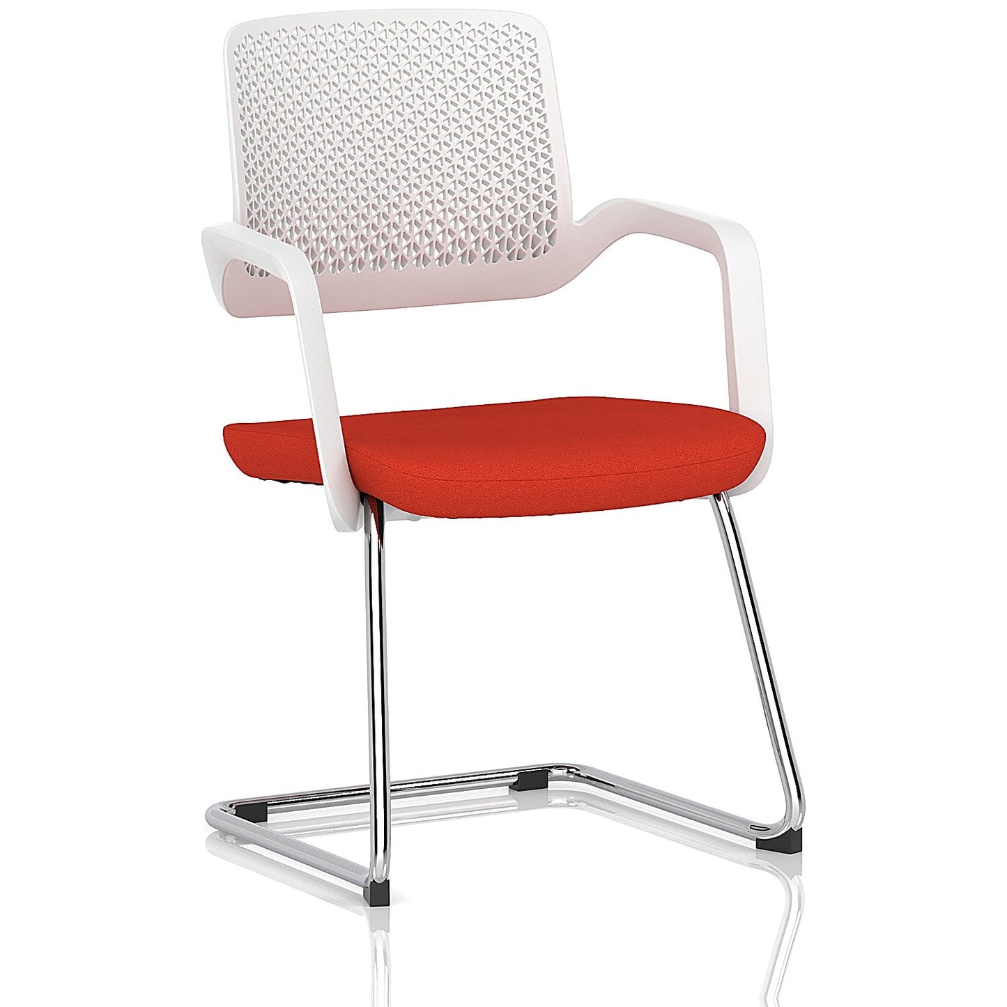 Cosmo Cantilever Chair White Frame Bespoke Colour Seat Tabasco Orange Easy2Order : KCUP4631