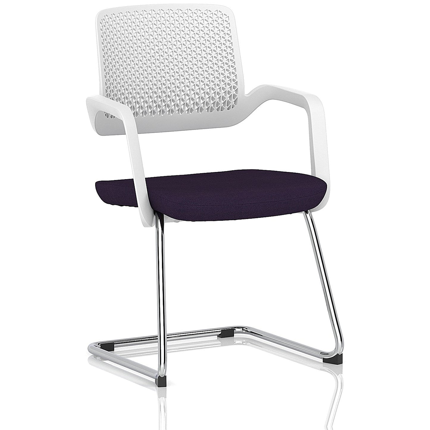 Cosmo Cantilever Chair White Frame Bespoke Colour Seat Tansy Purple Easy2Order : KCUP4632
