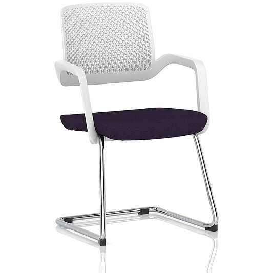 Cosmo Cantilever Chair White Frame Bespoke Colour Seat Tansy Purple Easy2Order : KCUP4632