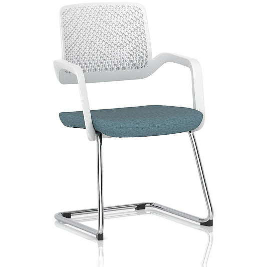 Cosmo Cantilever Chair White Frame Bespoke Colour Seat Rivet Quench Easy2Order : KCUP4635