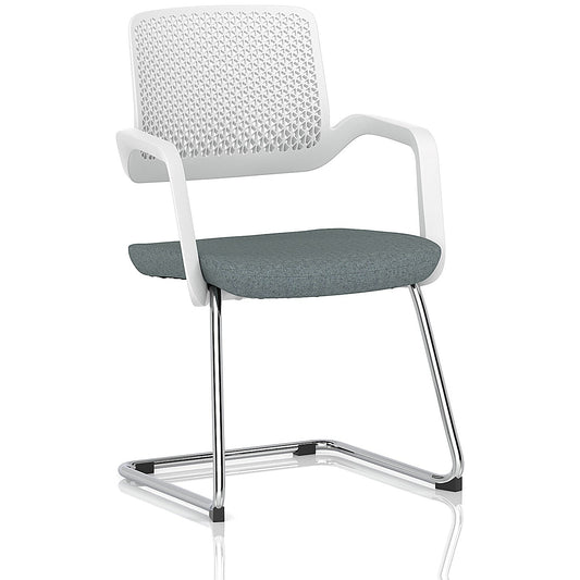 Cosmo Cantilever Chair White Frame Bespoke Colour Seat Rivet Tensile Easy2Order : KCUP4636