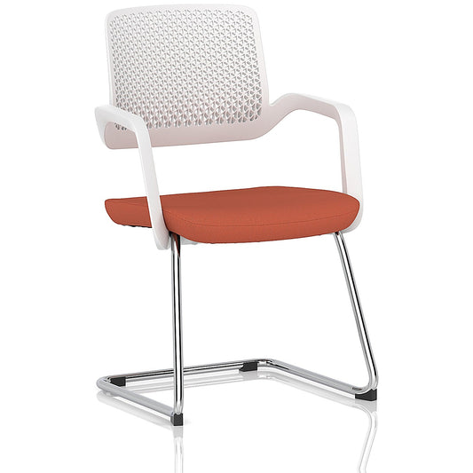 Cosmo Cantilever Chair White Frame Bespoke Colour Seat Quest Crab Easy2Order : KCUP4637