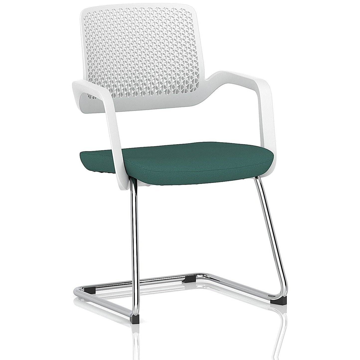 Cosmo Cantilever Chair White Frame Bespoke Colour Seat Quest Kelp Easy2Order : KCUP4638
