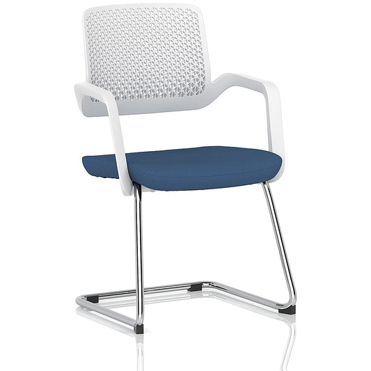 Cosmo Cantilever Chair White Frame Bespoke Colour Seat Quest Limpet Easy2Order : KCUP4639