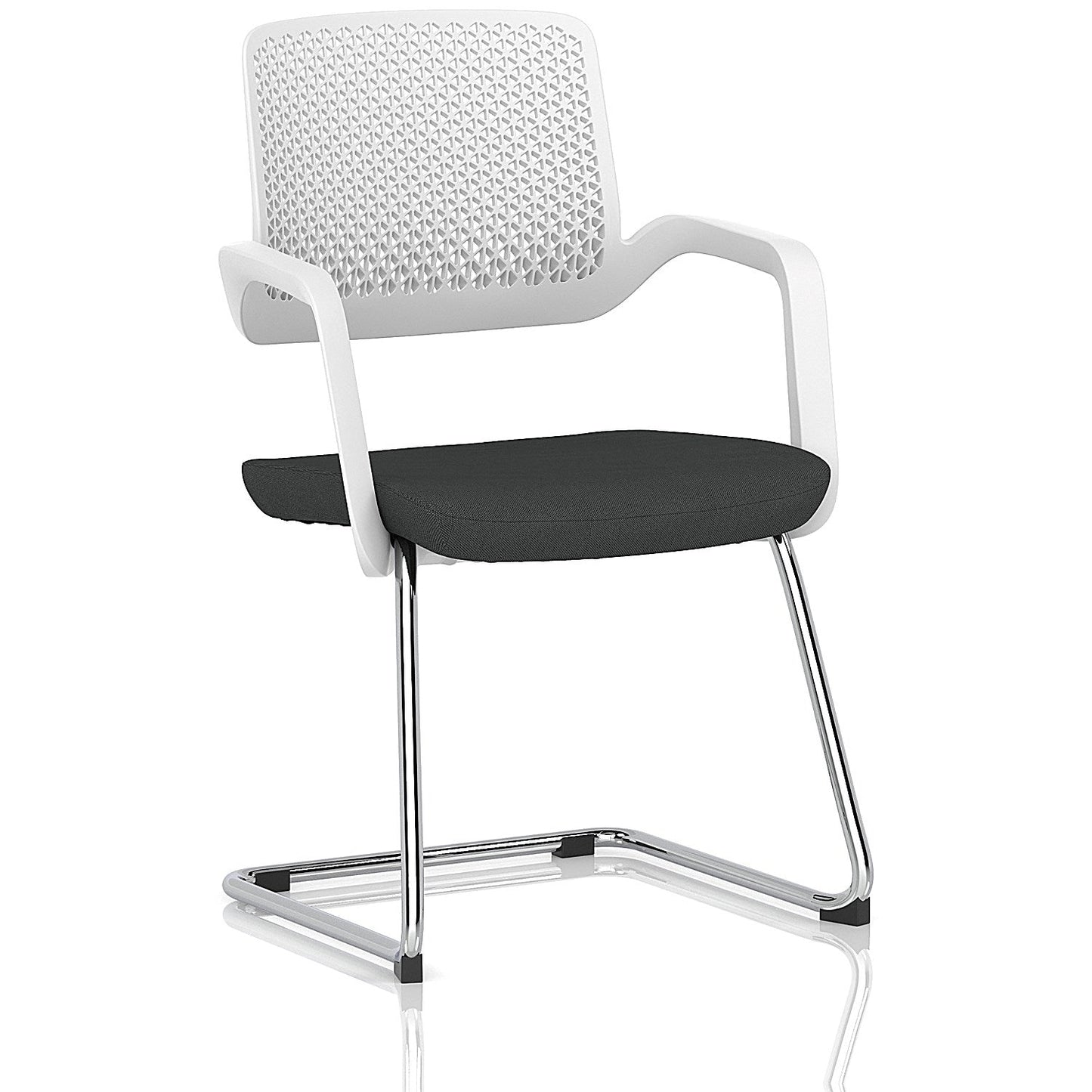 Cosmo Cantilever Chair White Frame Bespoke Colour Seat Quest Mussel Easy2Order : KCUP4640