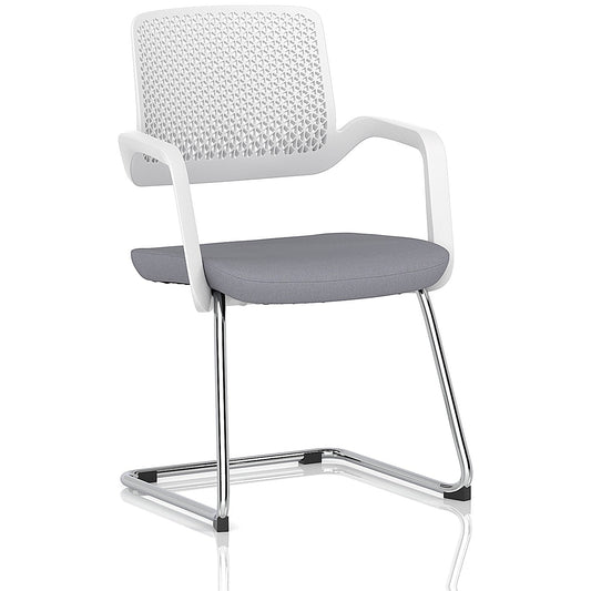 Cosmo Cantilever Chair White Frame Bespoke Colour Seat Quest Shell Easy2Order : KCUP4642