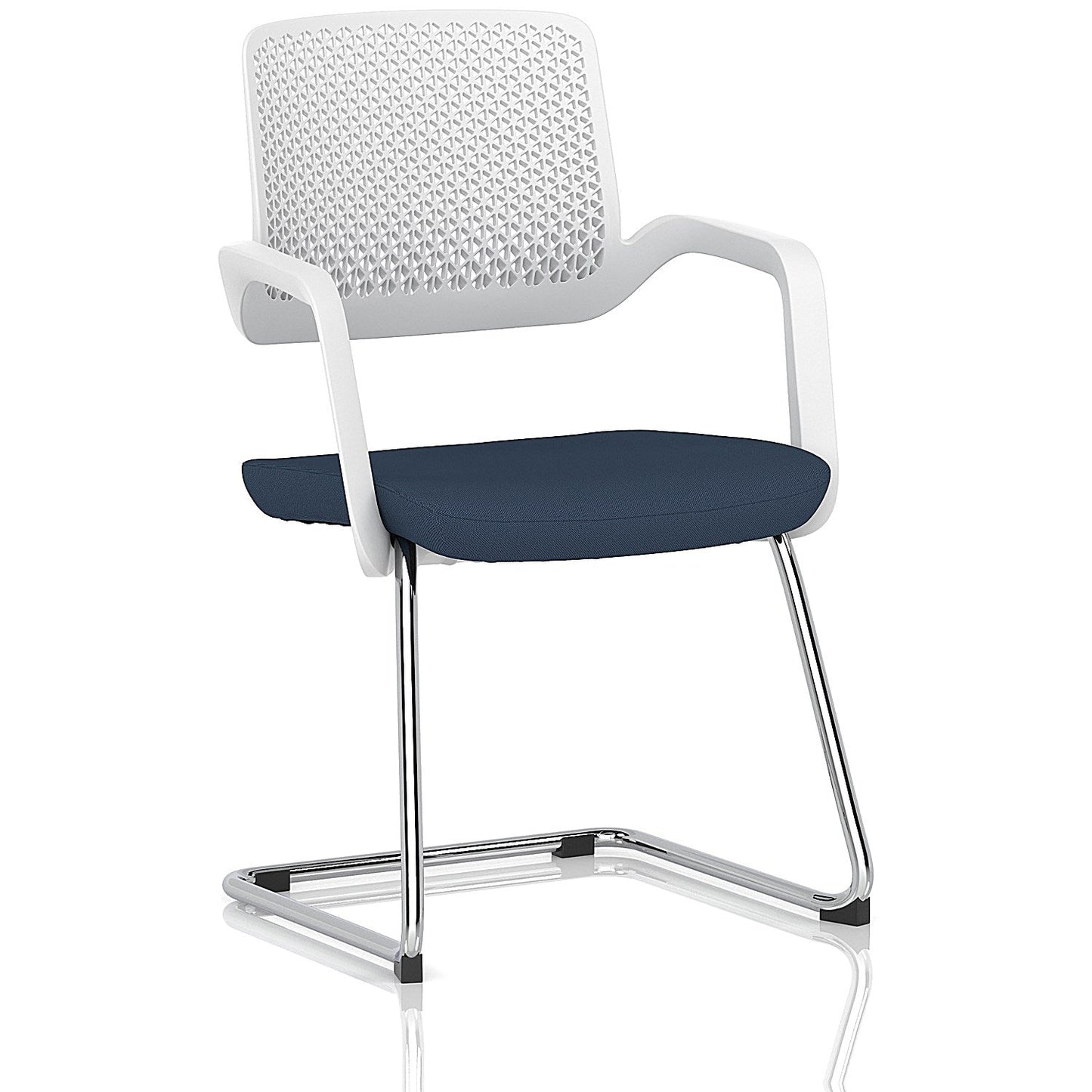 Cosmo Cantilever Chair White Frame Bespoke Colour Seat Quest Whelk Easy2Order : KCUP4644