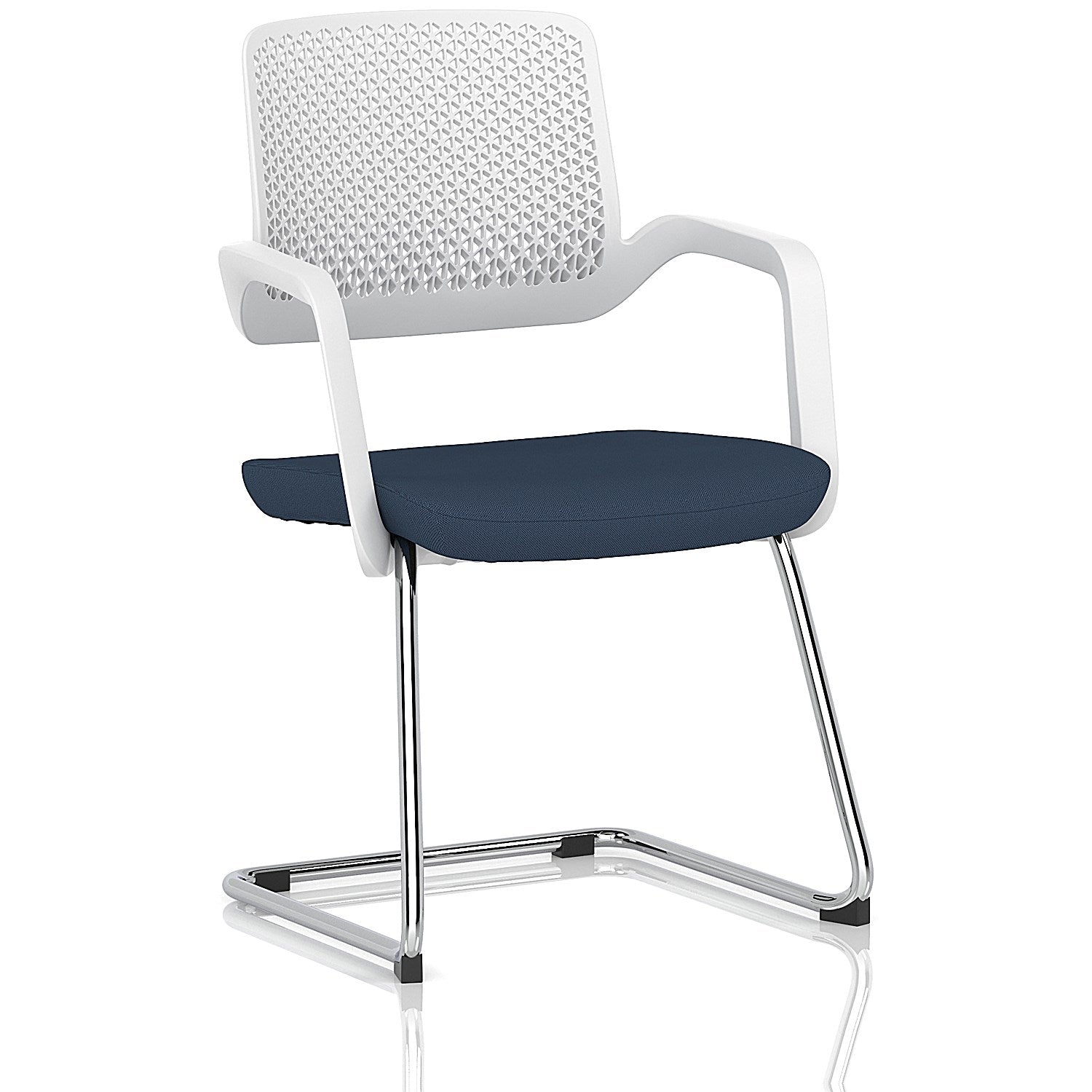 Cosmo Cantilever Chair White Frame Bespoke Colour Seat Quest Whelk Easy2Order : KCUP4644