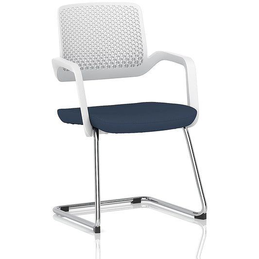 Cosmo Cantilever Chair White Frame Bespoke Colour Seat Quest Whelk Easy2Order : KCUP4644