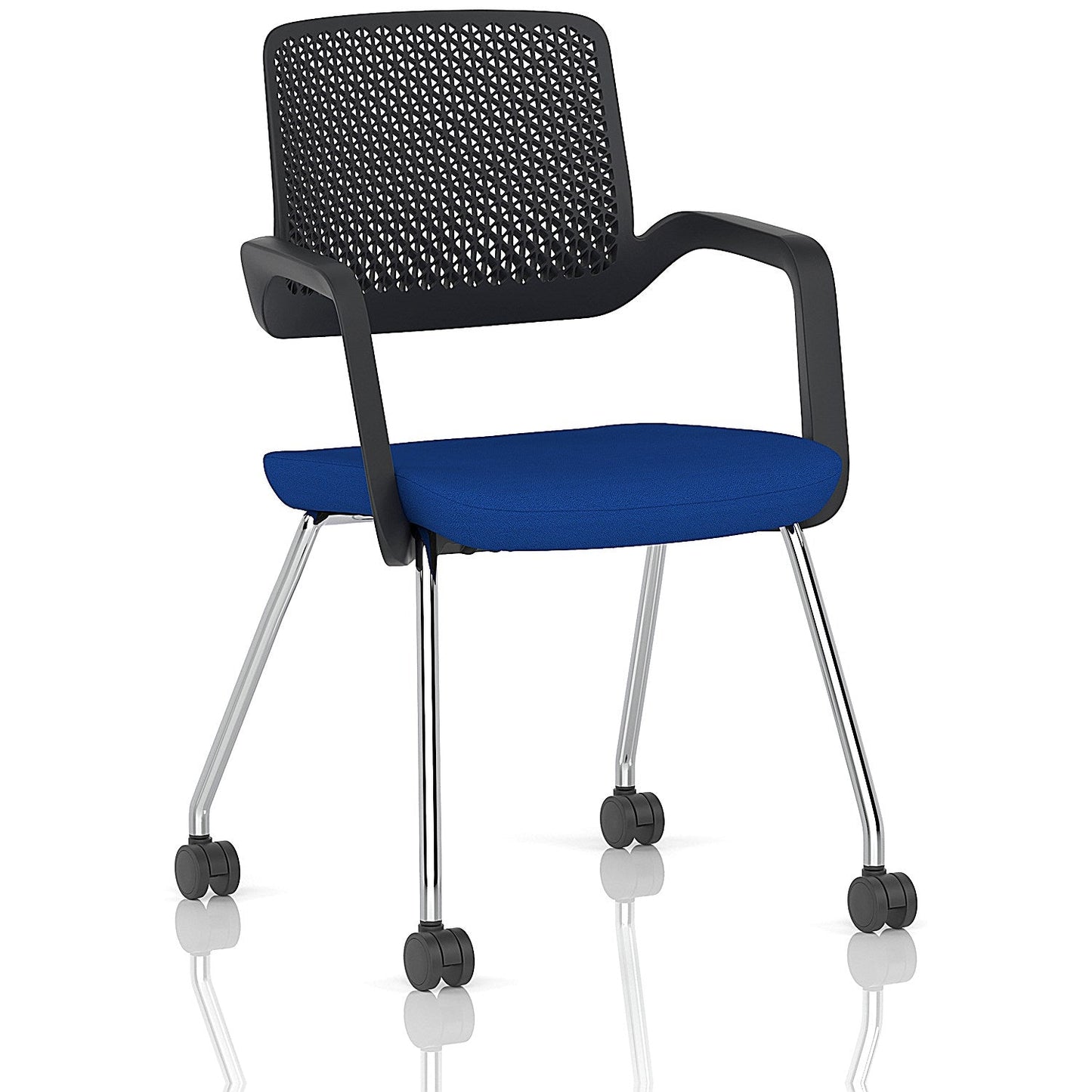 Cosmo Training Chair Black Frame Bespoke Colour Seat Stevia Blue Easy2Order : KCUP4650