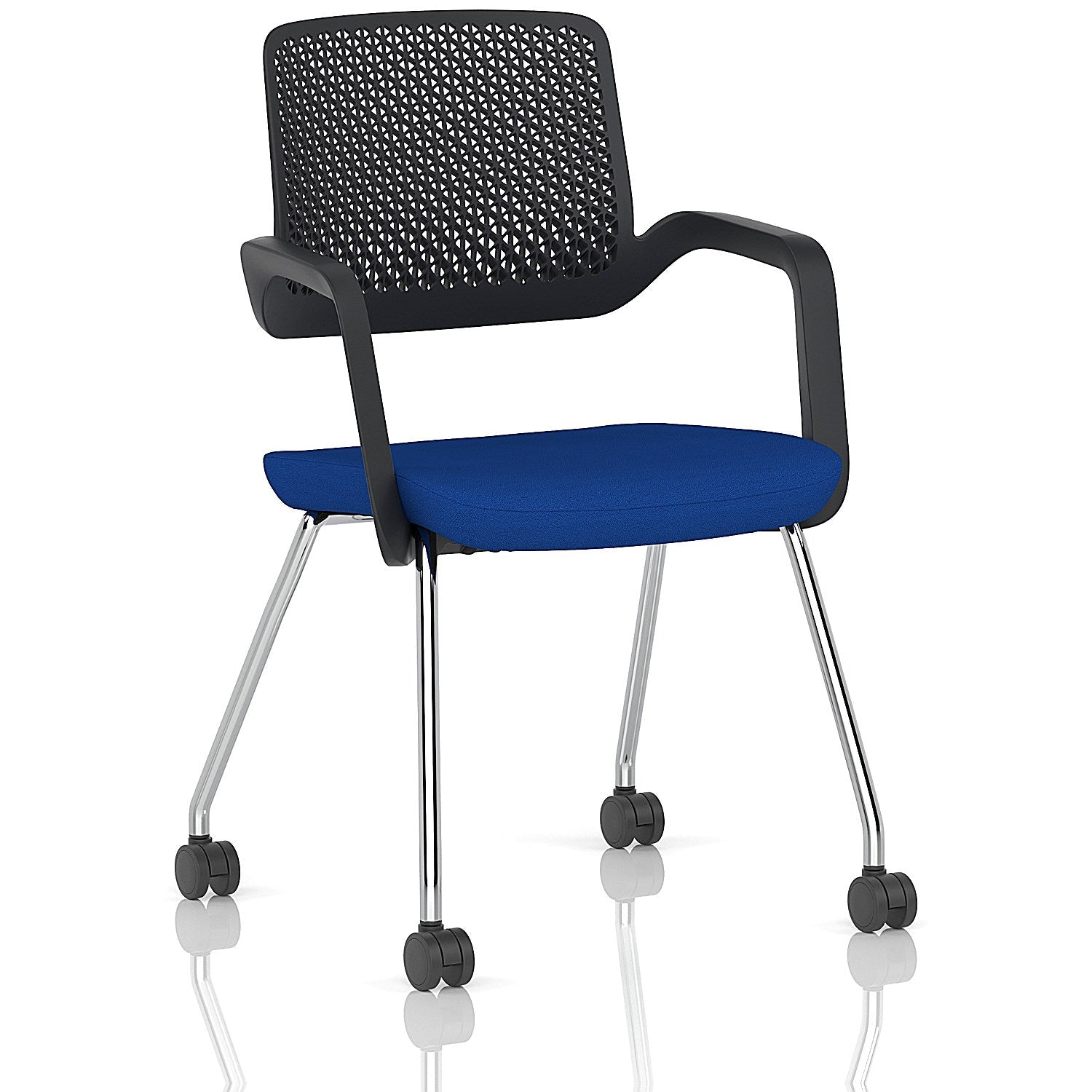 Cosmo Training Chair Black Frame Bespoke Colour Seat Stevia Blue Easy2Order : KCUP4650