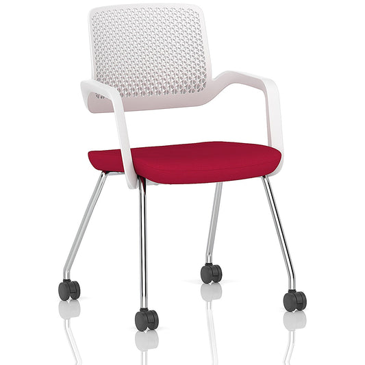 Cosmo Training Chair White Frame Bespoke Colour Seat Bergamot Cherry Easy2Order : KCUP4665