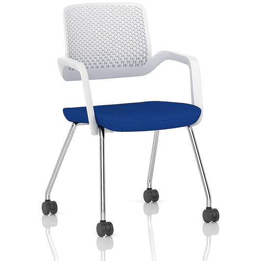 Cosmo Training Chair White Frame Bespoke Colour Seat Stevia Blue Easy2Order : KCUP4670