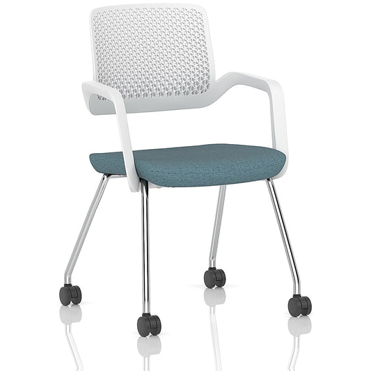 Cosmo Training Chair White Frame Bespoke Colour Seat Rivet Quench Easy2Order : KCUP4675
