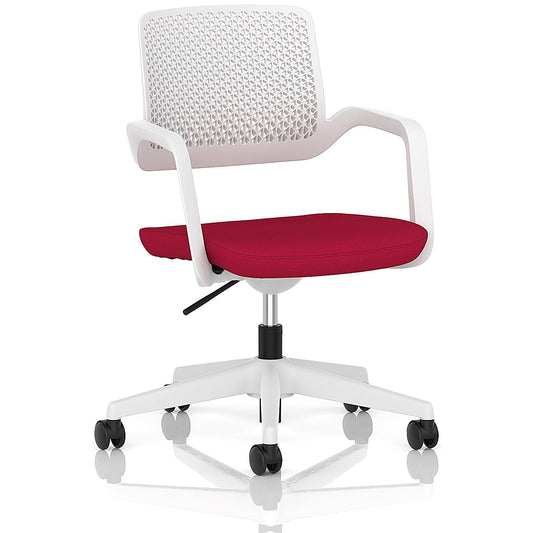 Cosmo Task Operator Chair White Frame Bespoke Colour Seat Bergamot Cherry Easy2Order : KCUP4745