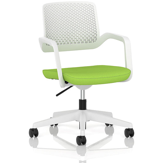 Cosmo Task Operator Chair White Frame Bespoke Colour Seat Myrrh Green Easy2Order : KCUP4748