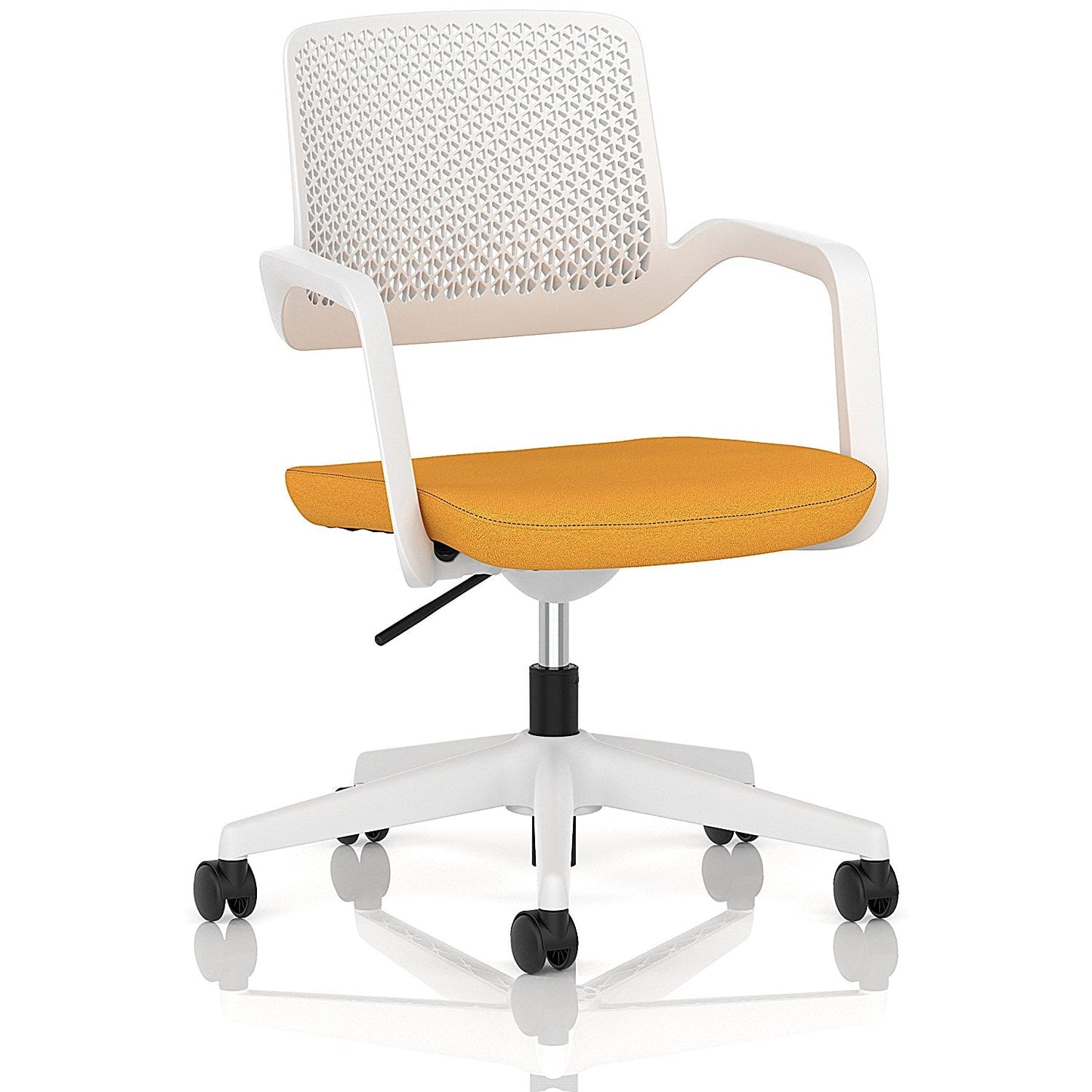 Cosmo Task Operator Chair White Frame Bespoke Colour Seat Senna Yellow Easy2Order : KCUP4749