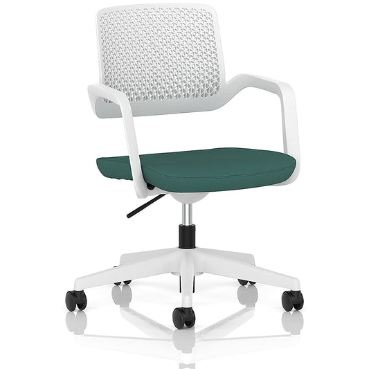 Cosmo Task Operator Chair White Frame Bespoke Colour Seat Quest Kelp Easy2Order : KCUP4758