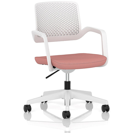 Cosmo Task Operator Chair White Frame Bespoke Colour Seat Quest Shrimp Easy2Order : KCUP4763