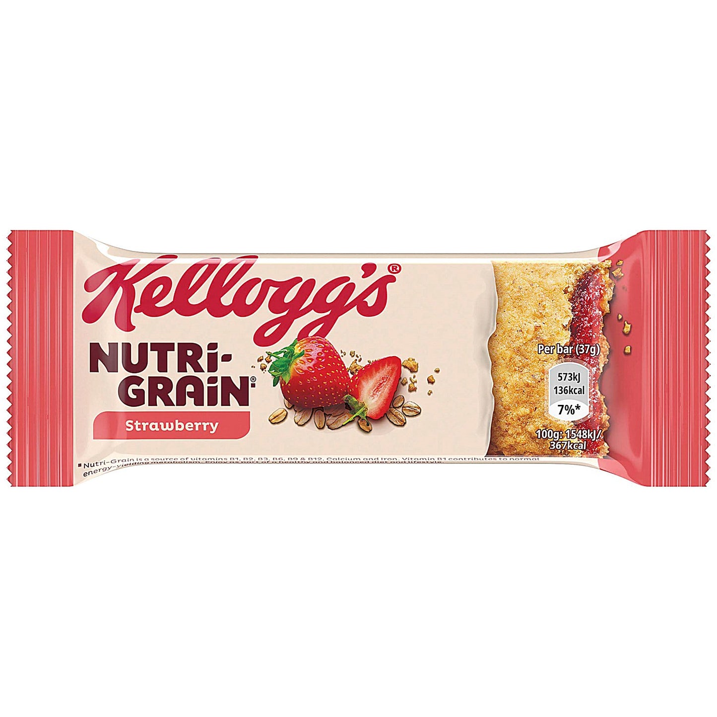 Kellogg's Strawberry Nutrigrain Breakfast Bars, 37g, Pack of 25