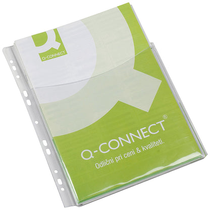 Q-Connect A4 3/4 Cover Expanding Punched Pockets, 180 Micron, Top Opening, Pack of 5