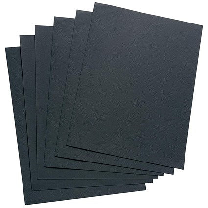 Q-Connect Binding Comb Covers, Leathergrain, Black, A4, Pack of 100