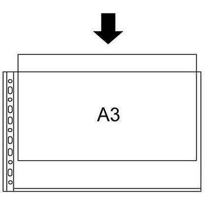 Q-Connect A3 Landscape Folding to A4 Punched Pockets, 80 Micron, Top Opening, Pack of 10