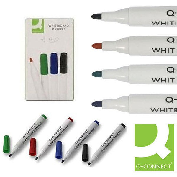 Q-Connect Drywipe Marker Pen, Assorted, Pack of 10