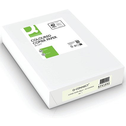 Q-Connect A4 Coloured Paper, Cream, 80gsm, Ream (500 Sheets)