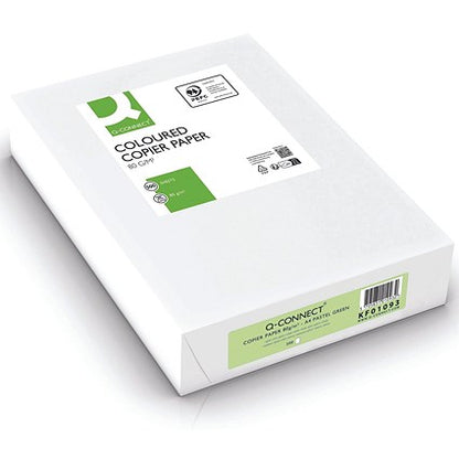Q-Connect A4 Coloured Paper, Pastel Green, 80gsm, Ream (500 Sheets)
