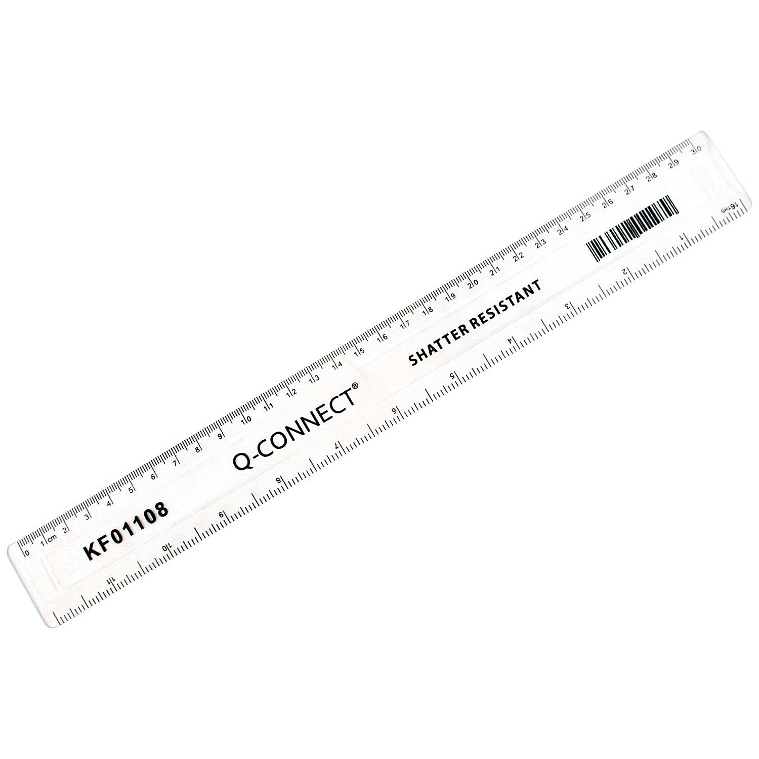 Q-Connect Shatter Resistant Ruler 30cm Clear (Pack of 10) Easy2Order : KF01108Q