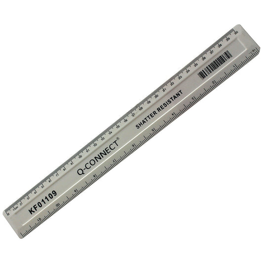 Q-Connect Ruler Shatterproof 300mm White (Inches on one side and cm/mm on the other) Easy2Order : KF01109