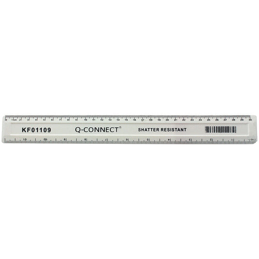 Q-Connect Shatter Resistant Ruler 30cm White (Pack of 10) Easy2Order : KF01109Q