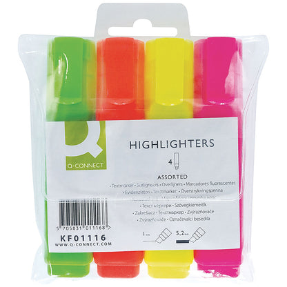Q-Connect Assorted Highlighter Pens (4 Pack)