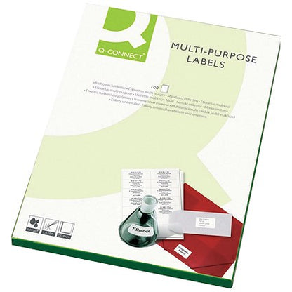 Q-Connect Multi-Purpose Labels, 16 Per Sheet, 105x37mm, White, 1600 Labels