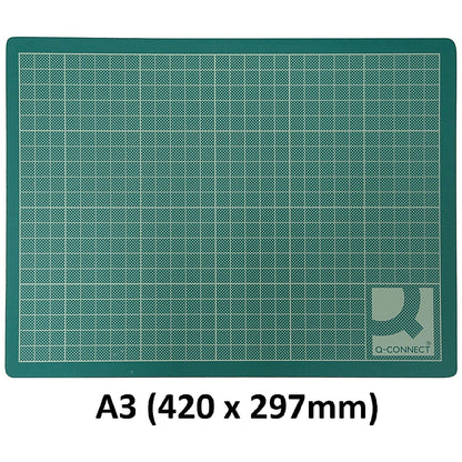 Q-Connect Cutting Mat, Non-Slip PVC, A3, Green
