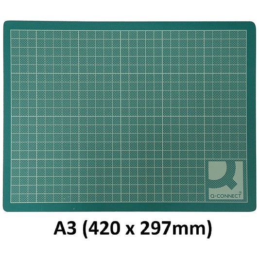 Q-Connect Cutting Mat, Non-Slip PVC, A3, Green