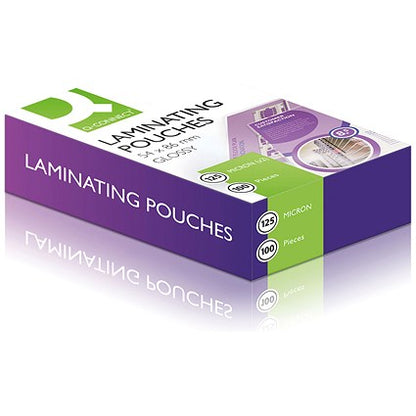 Q-Connect 54x86mm Laminating Pouches, 250 Microns, Glossy, Pack of 100