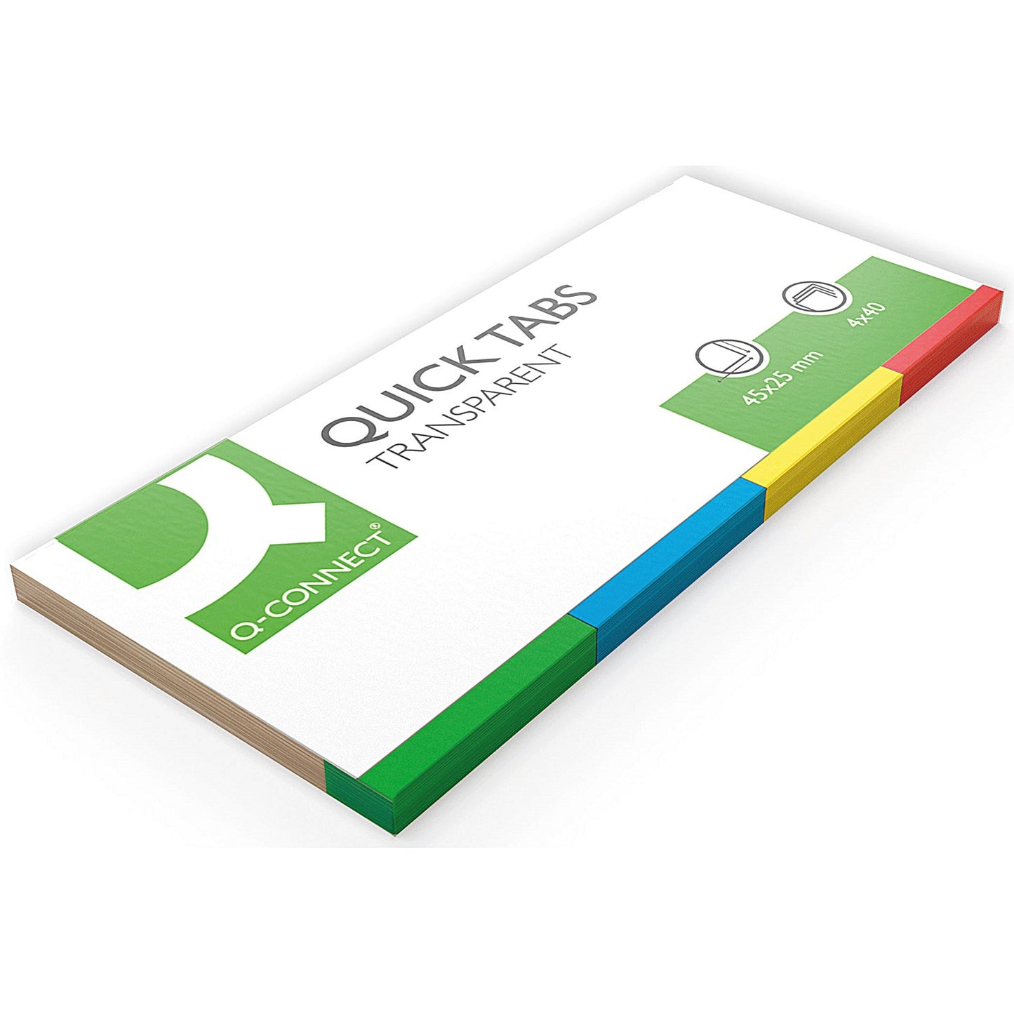 Q-Connect Quick Tabs, 25 x 45mm, Assorted, Pack of 160 (40 of each colour)
