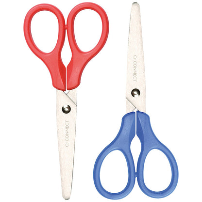Q-Connect Ergonomic All Purpose Scissors, Stainless Steel, 130mm, Red or Blue