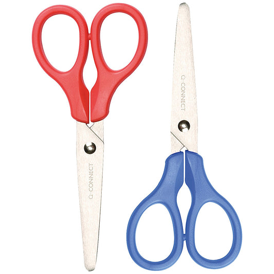 Q-Connect Ergonomic All Purpose Scissors, Stainless Steel, 130mm, Red or Blue