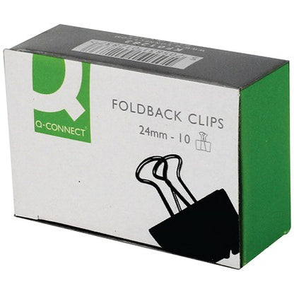 Q-Connect Foldback Clip 24mm Black (10 Pack)