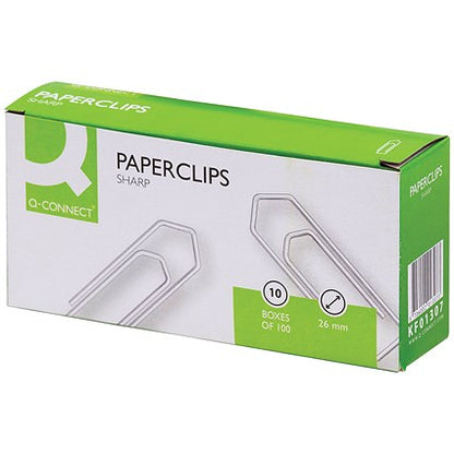 Q-Connect Paperclips No Tear 26mm 100 Per Box (Pack of 10)