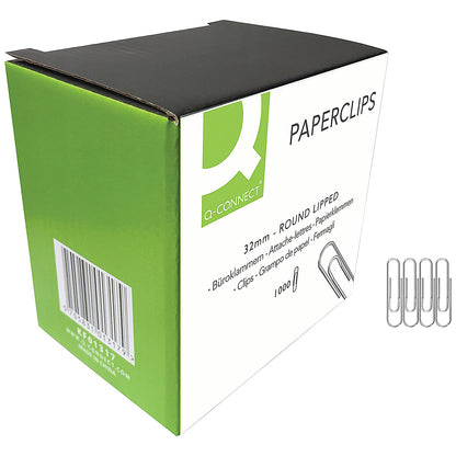 Q-Connect Paperclips Lipped 32mm (Pack of 1000)