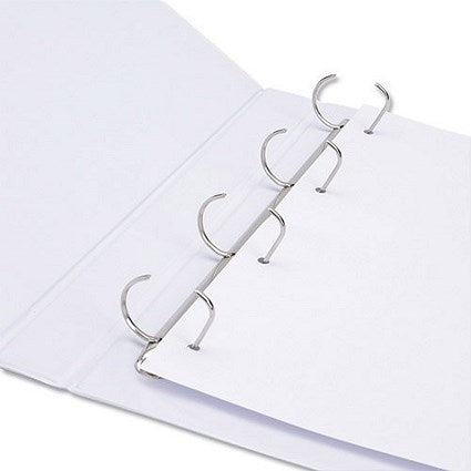 Q-Connect Presentation Ring Binder, A4, 4 D-Ring, 25mm Capacity, White, Pack of 6