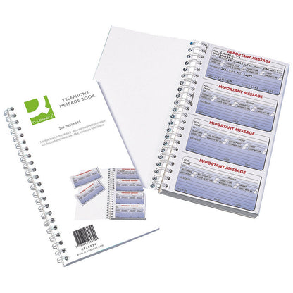 Q-Connect Wirebound Telephone Message Book, 400 Messages
