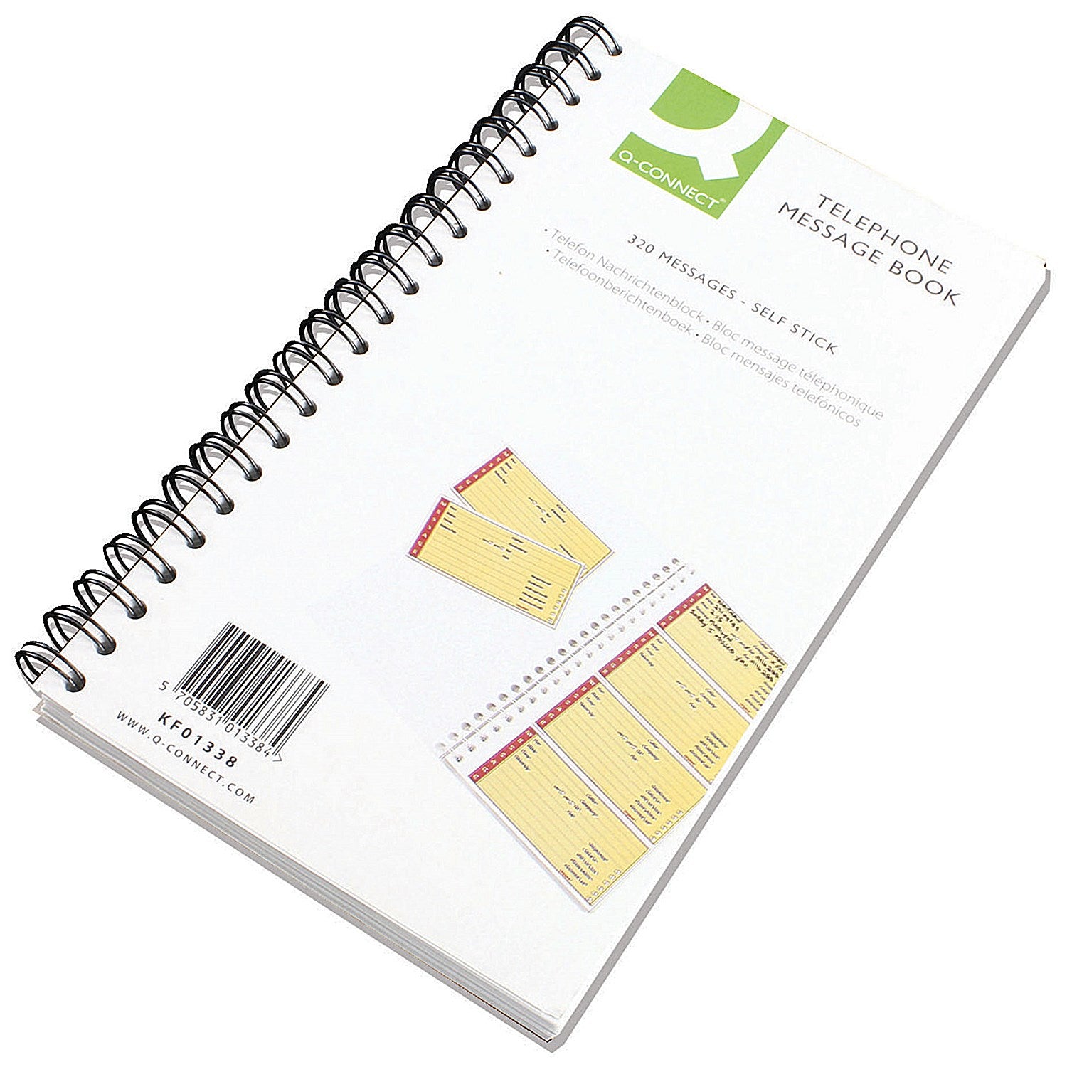 Q-Connect Wirebound Telephone Message Book, 135mm x 73mm, 320 Messages