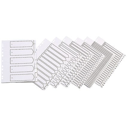 Q-Connect Plastic Index Dividers, A-Z, Clear Tabs, A4, White